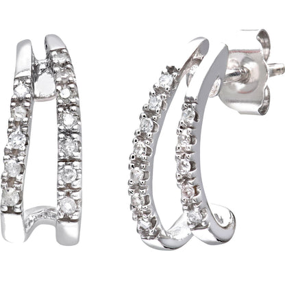 9ct White Gold  Round 10pts Diamond Split Fins Drop Earrings - PE0AXL3359W