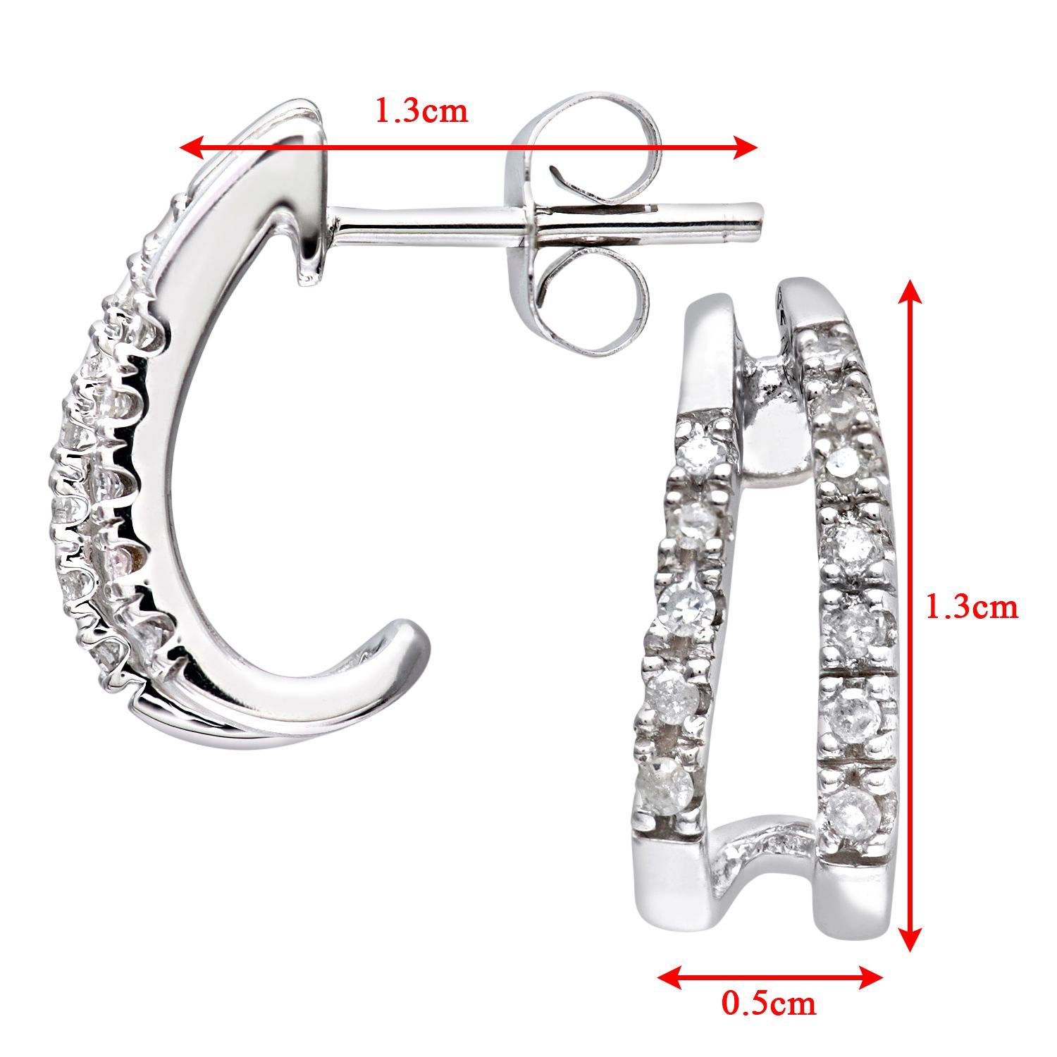 9ct White Gold  Round 10pts Diamond Split Fins Drop Earrings - PE0AXL3359W