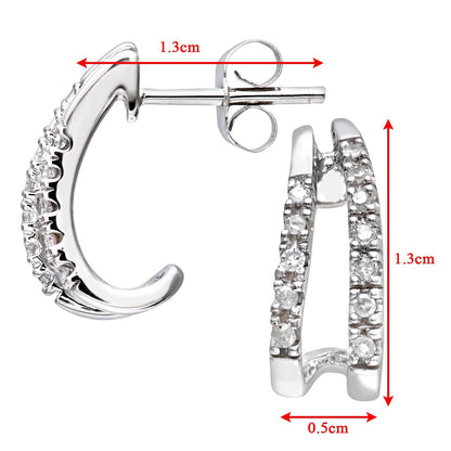 9ct White Gold  Round 10pts Diamond Split Fins Drop Earrings - PE0AXL3359W