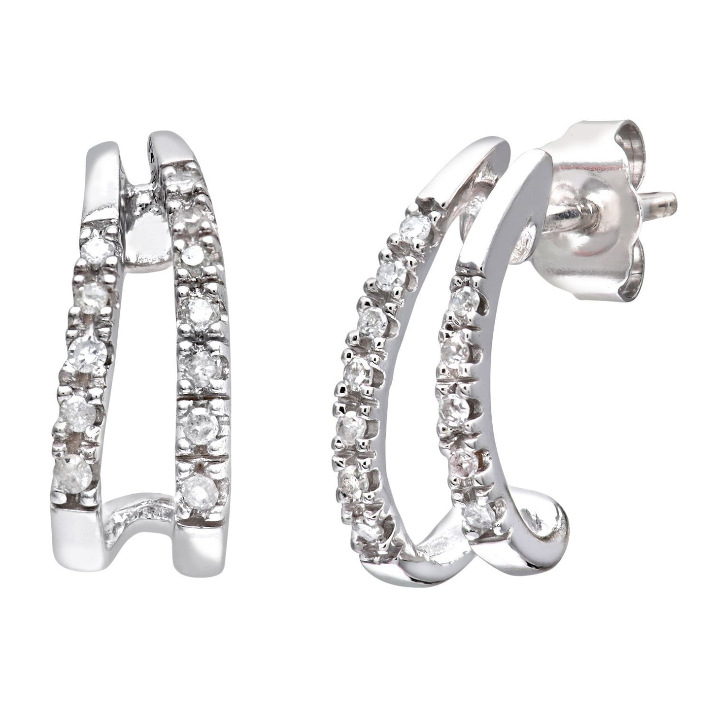 9ct White Gold  Round 10pts Diamond Split Fins Drop Earrings - PE0AXL3359W