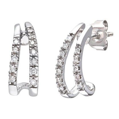 9ct White Gold  Round 10pts Diamond Split Fins Drop Earrings - PE0AXL3359W