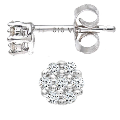 9ct White Gold  Round 10pts Diamond Cluster Stud Earrings - PE0AXL3381W