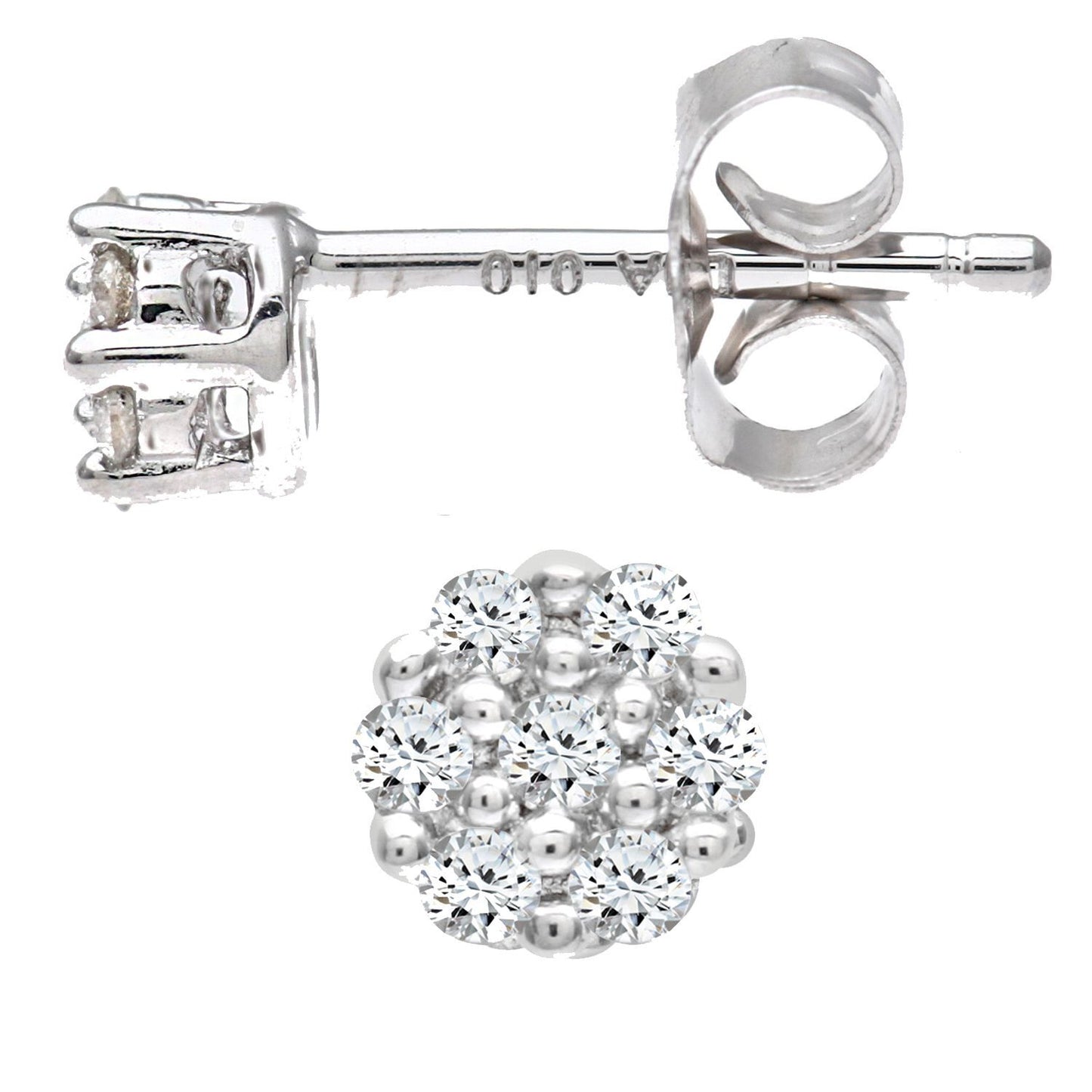 9ct White Gold  Round 15pts Diamond Cluster Stud Earrings - PE0AXL3382W