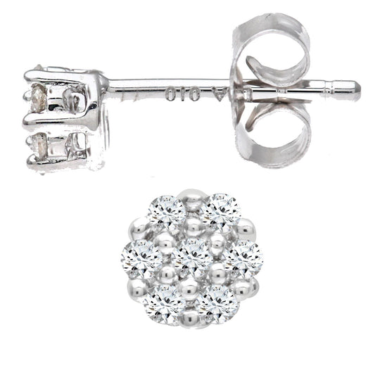 9ct White Gold  Round 15pts Diamond Cluster Stud Earrings - PE0AXL3382W