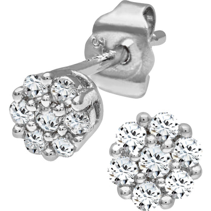 9ct White Gold  Round 20pts Diamond Cluster Stud Earrings - PE0AXL3383W