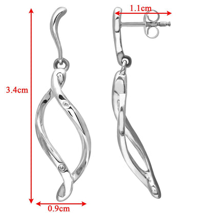 9ct White Gold  Round 2pts Diamond Twist Drop Earrings - PE0AXL3425W