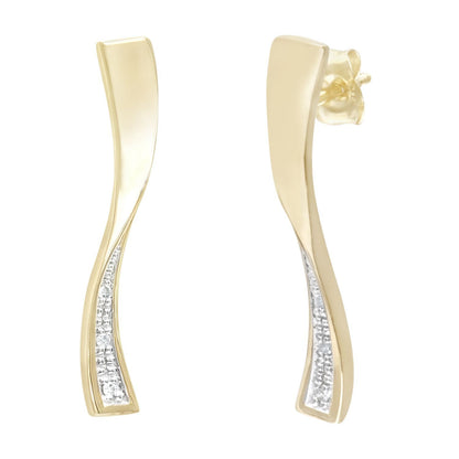 9ct Gold  Round 2pts Diamond Twist Drop Earrings - PE0AXL3448Y