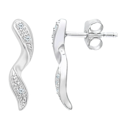 9ct White Gold  Round 3pts Diamond Twist Drop Earrings - PE0AXL3449W