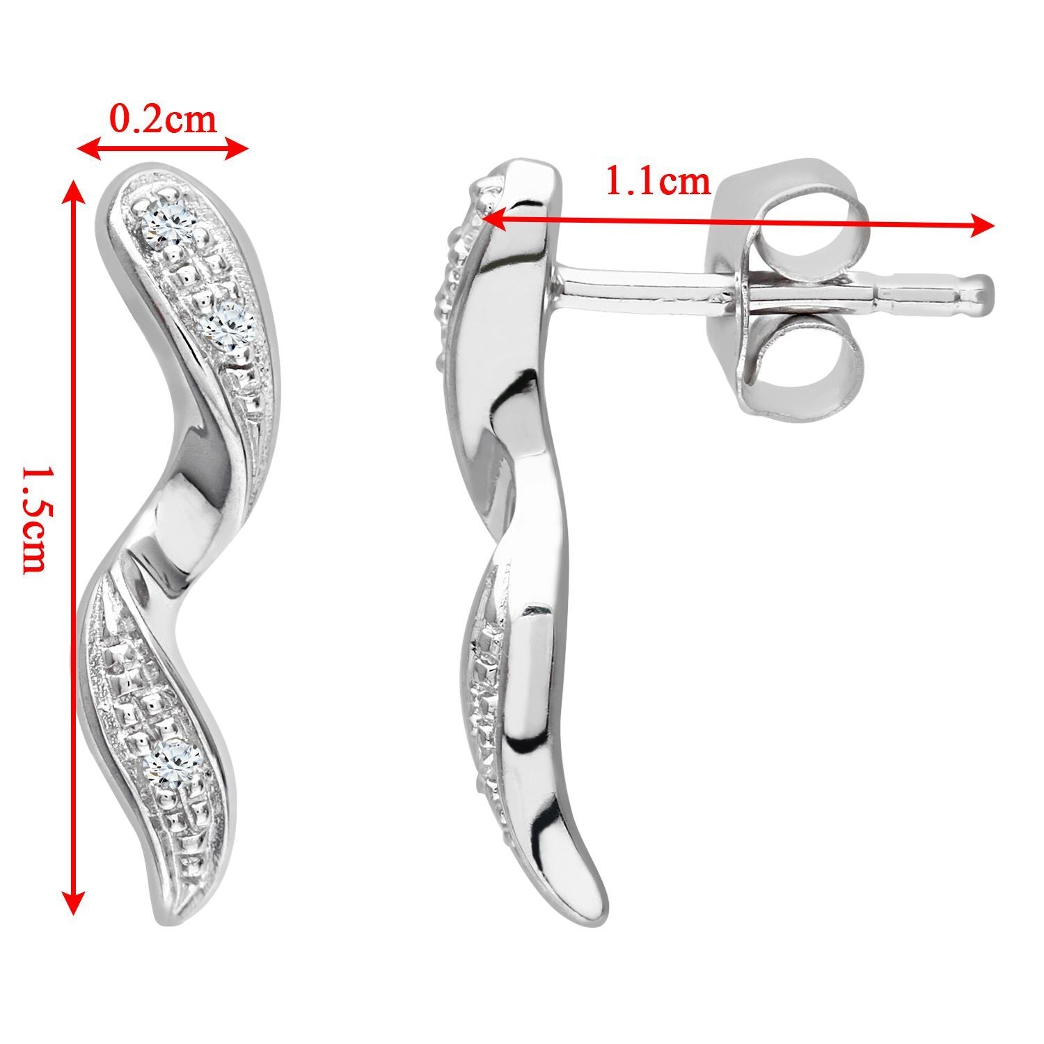 9ct White Gold  Round 3pts Diamond Twist Drop Earrings - PE0AXL3449W