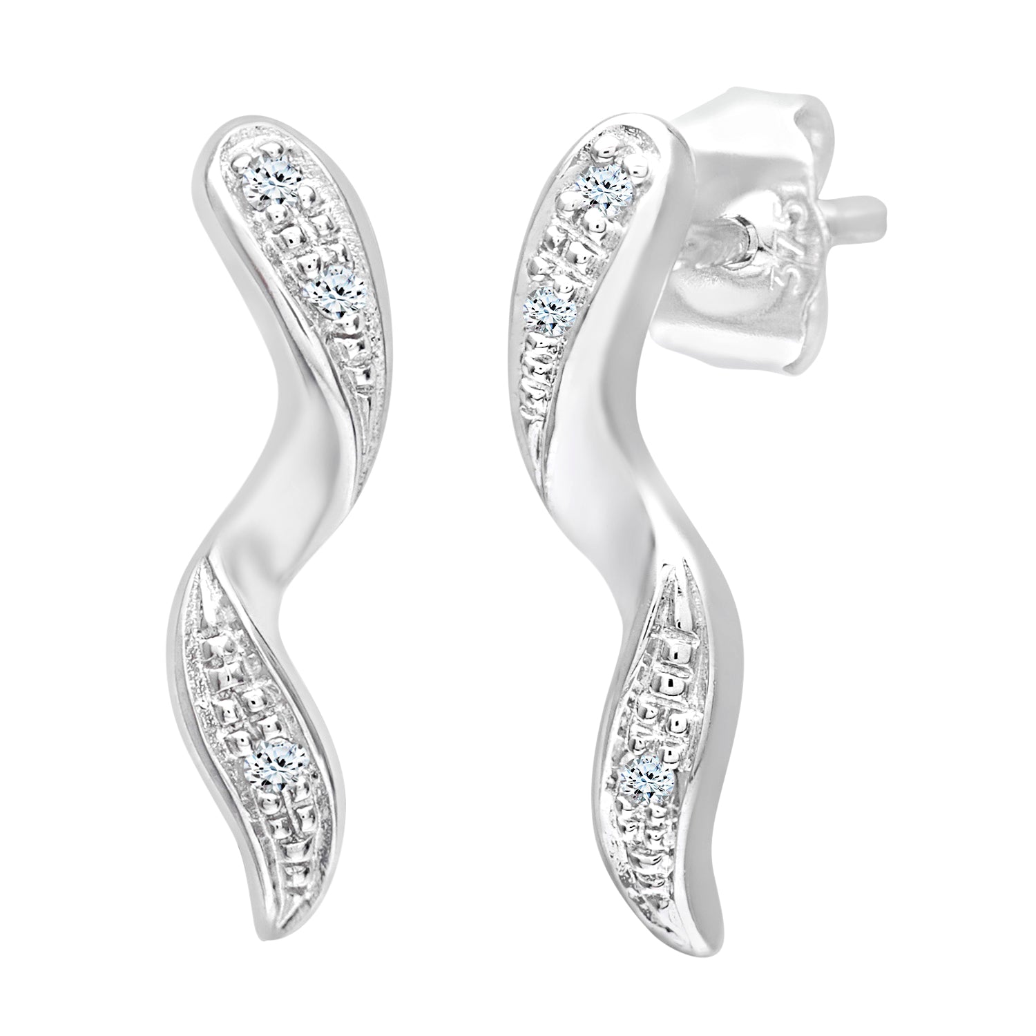 9ct White Gold  Round 3pts Diamond Twist Drop Earrings - PE0AXL3449W