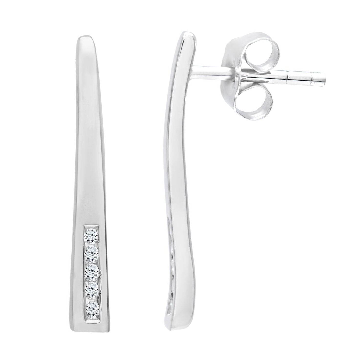 9ct White Gold  Round 5pts Diamond Stick Drop Earrings - PE0AXL3521W