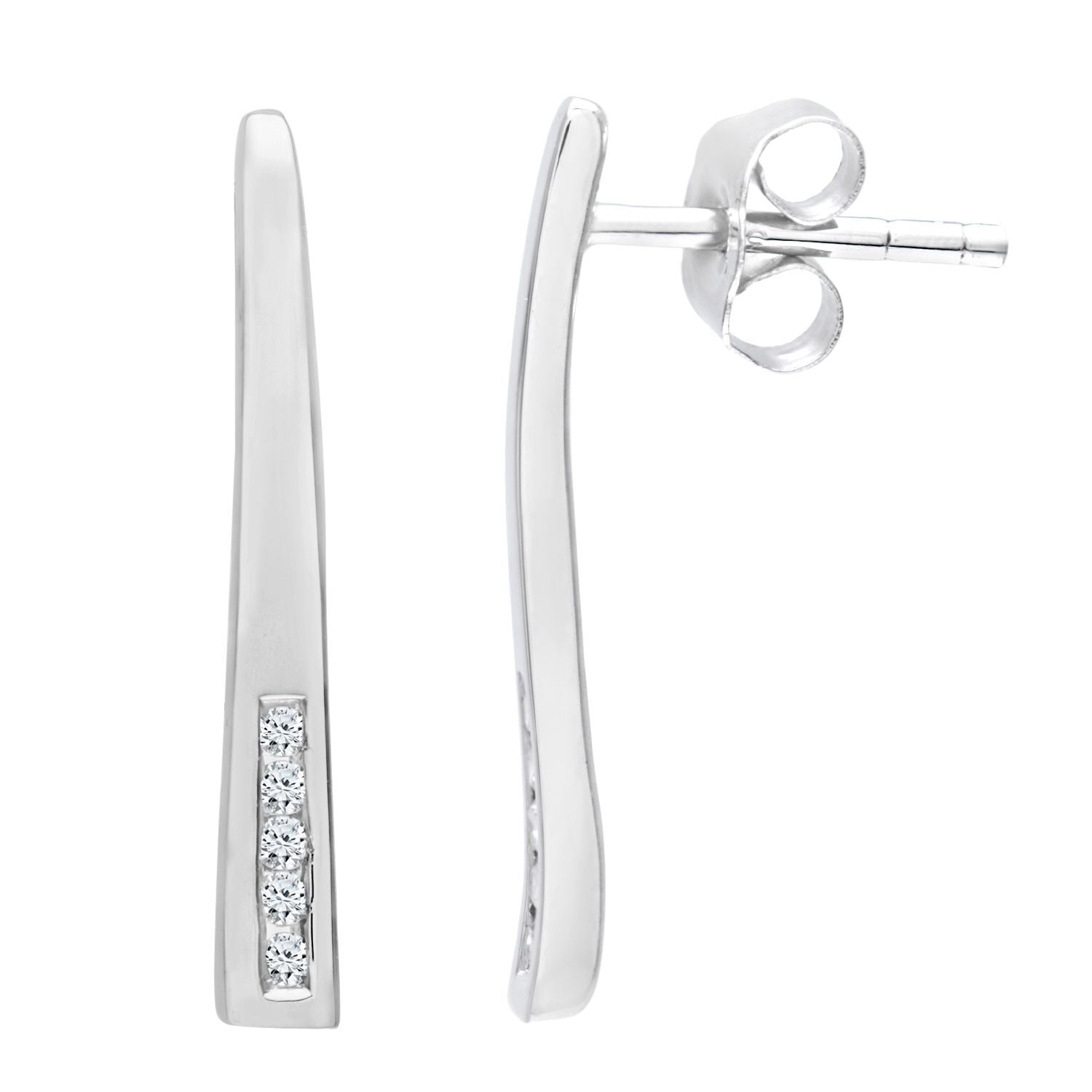 9ct White Gold  Round 5pts Diamond Stick Drop Earrings - PE0AXL3521W