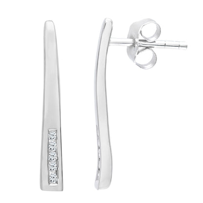 9ct White Gold  Round 5pts Diamond Stick Drop Earrings - PE0AXL3521W