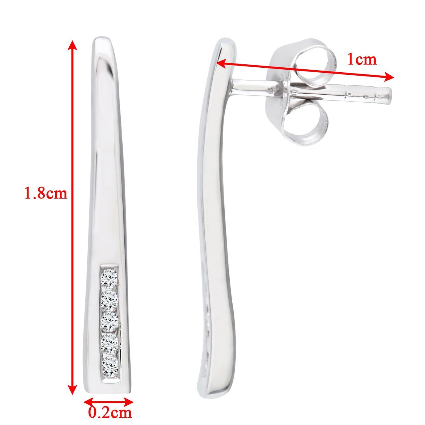 9ct White Gold  Round 5pts Diamond Stick Drop Earrings - PE0AXL3521W