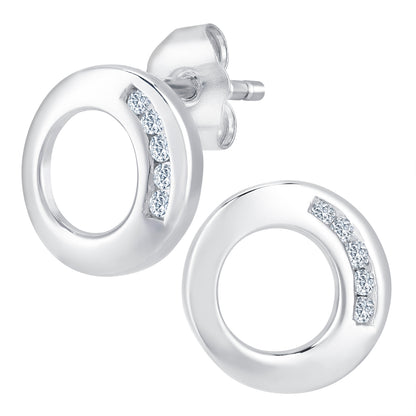 9ct White Gold  Round 5pts Diamond Circle Stud Earrings - PE0AXL3522W