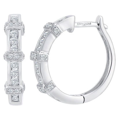 9ct White Gold  Round 1/2ct Diamond Channel Hoop Earrings 3mm - PE0AXL3623W