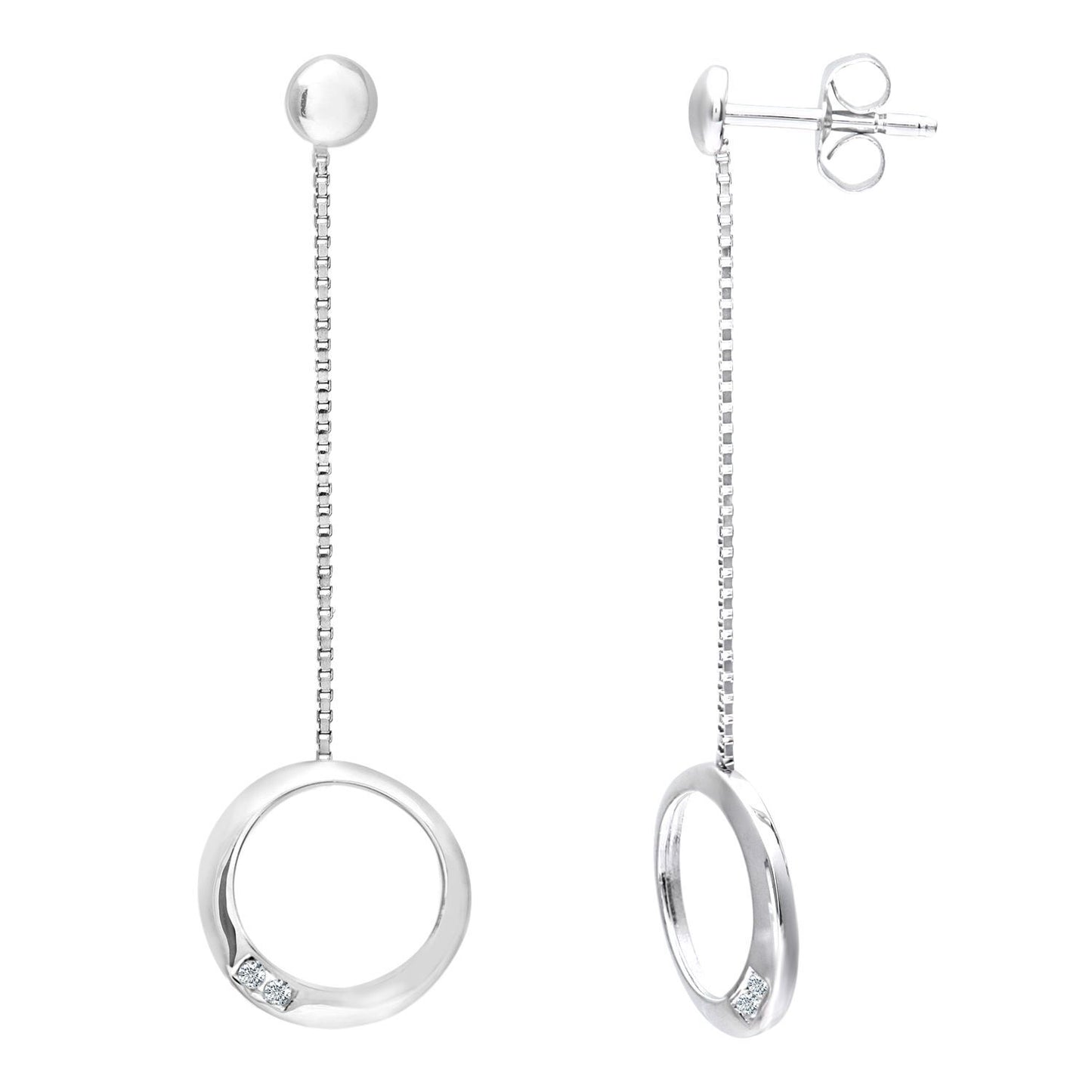 9ct White Gold  Round 3pts Diamond Circle Drop Earrings - PE0AXL3634W