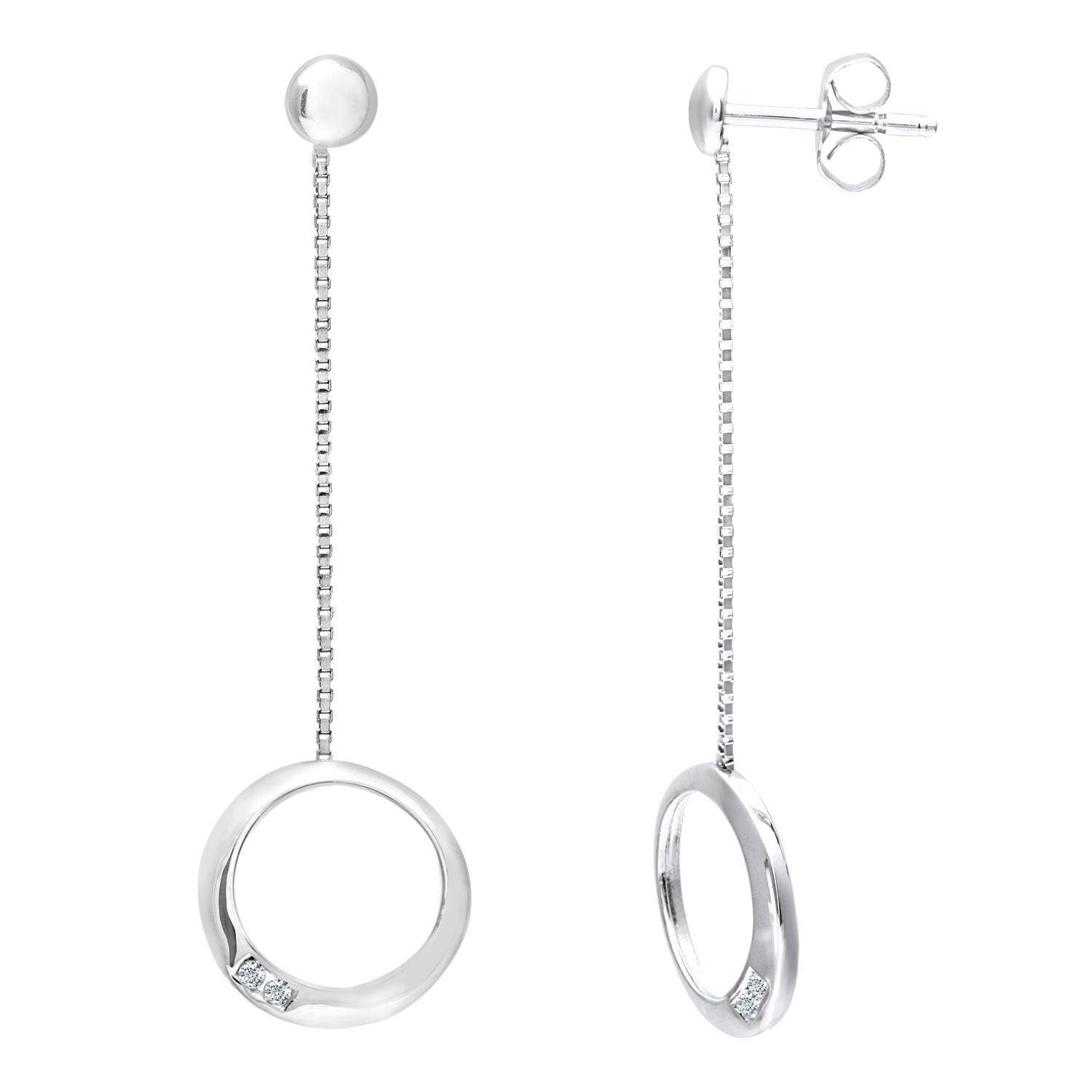 9ct White Gold  Round 3pts Diamond Circle Drop Earrings - PE0AXL3634W