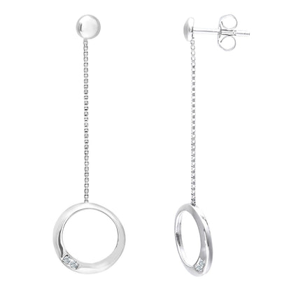 9ct White Gold  Round 3pts Diamond Circle Drop Earrings - PE0AXL3634W