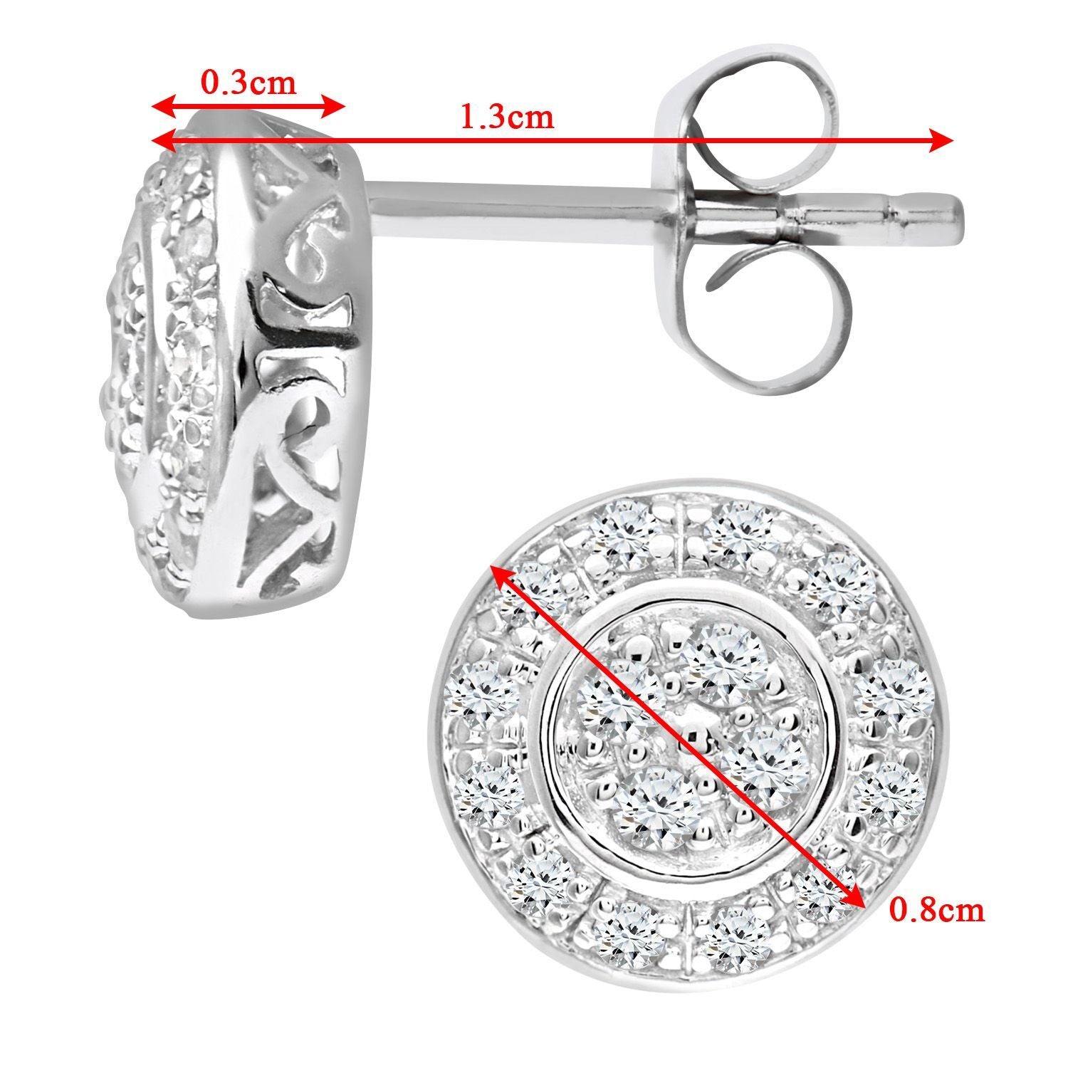 9ct White Gold  Round 22pts Diamond Circle Stud Earrings - PE0AXL3653W