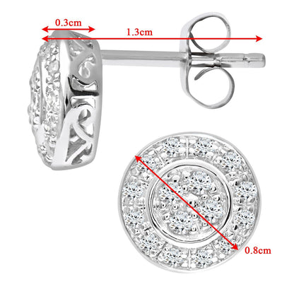 9ct White Gold  Round 22pts Diamond Circle Stud Earrings - PE0AXL3653W
