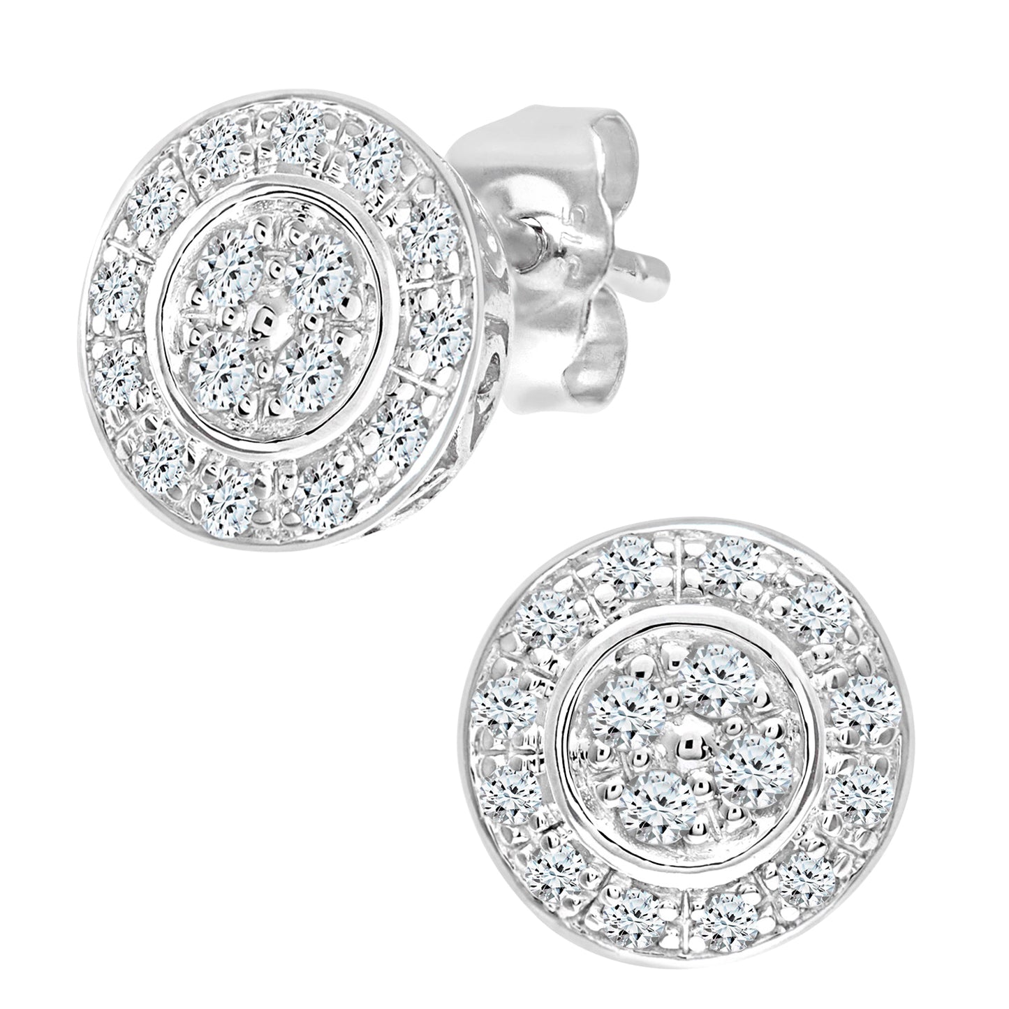 9ct White Gold  Round 22pts Diamond Circle Stud Earrings - PE0AXL3653W