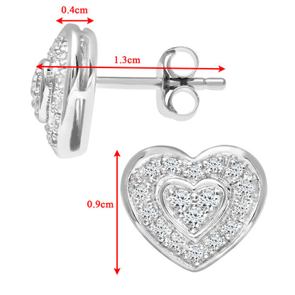 9ct White Gold  Round 0.4ct Diamond Heart Stud Earrings - PE0AXL3654W