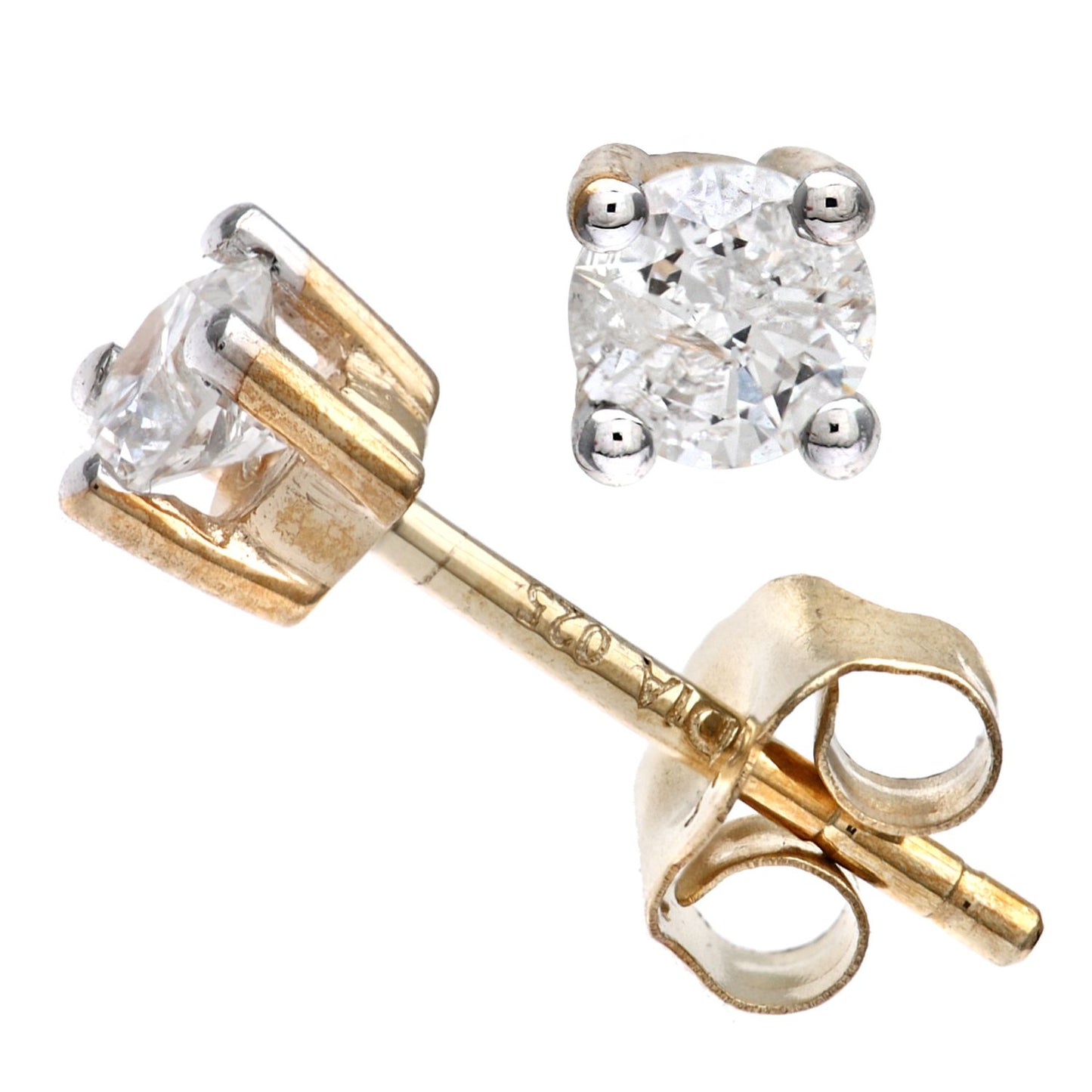 18ct Gold  Round 1/4ct Diamond Solitaire Stud Earrings - PE0AXL375718KY