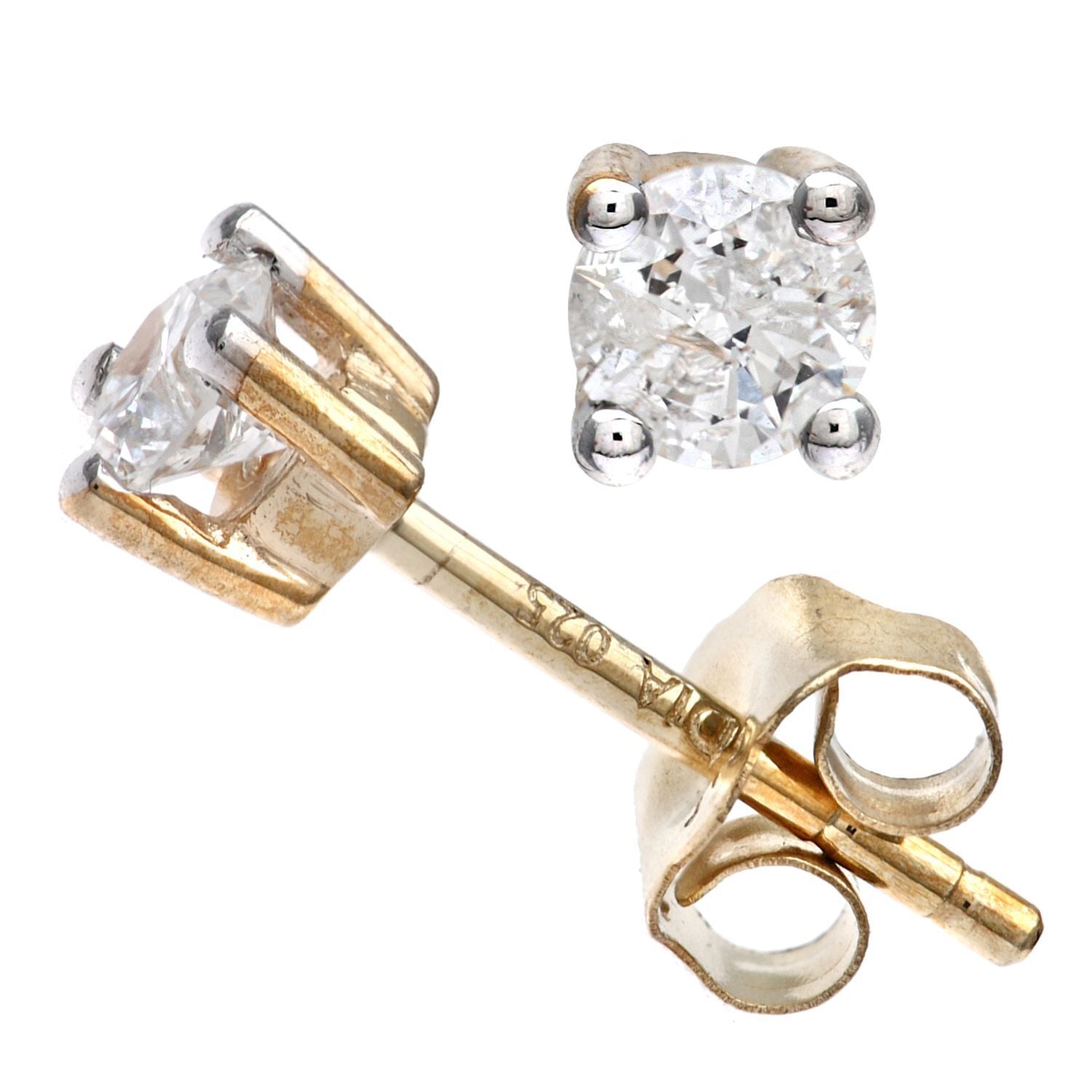 18ct Gold  Round 1/4ct Diamond Solitaire Stud Earrings - PE0AXL375718KY