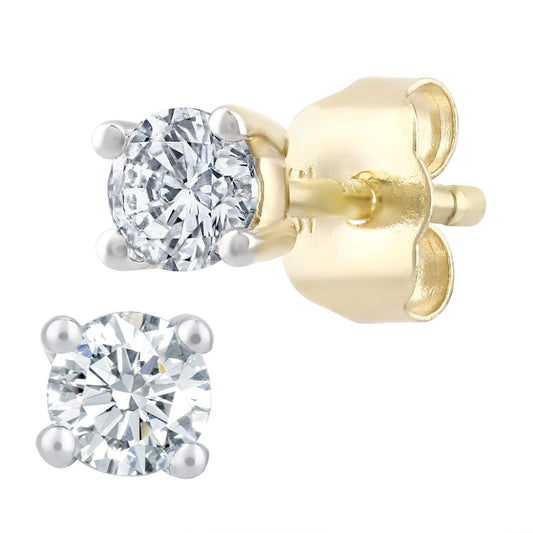 9ct Gold  Round 1/4ct Diamond Solitaire Stud Earrings - PE0AXL37579KY