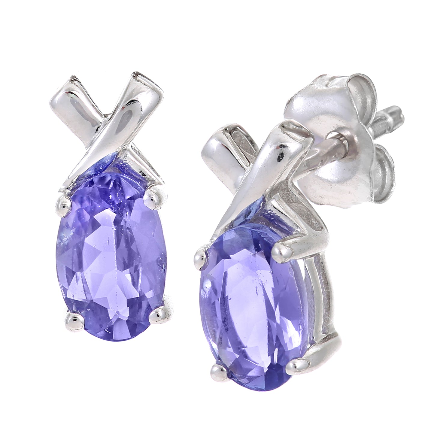 9ct White Gold  Oval 1ct Tanzanite Kiss Stud Earrings - PE0AXL3798WTanz