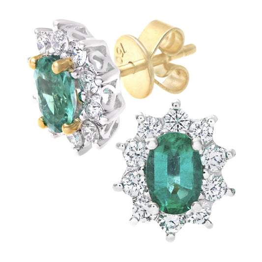 18ct Gold  Round 1/2ct Diamond Cluster Stud Earrings - PE0AXL3899YEM