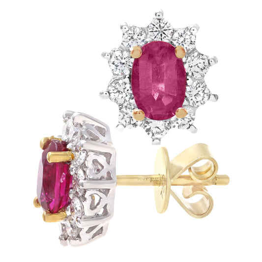 18ct Gold  Round 1/2ct Diamond Cluster Stud Earrings - PE0AXL3899YRU