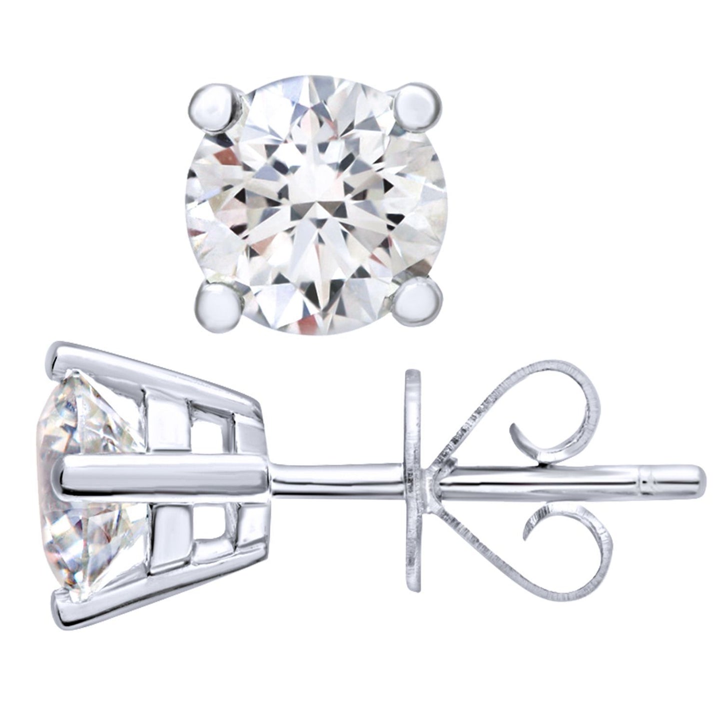 Platinum  Round 1ct Diamond Solitaire Stud Earrings - PE0AXL4413PTHSI