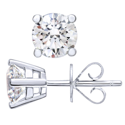 Platinum  Round 1ct Diamond Solitaire Stud Earrings - PE0AXL4413PTHSI