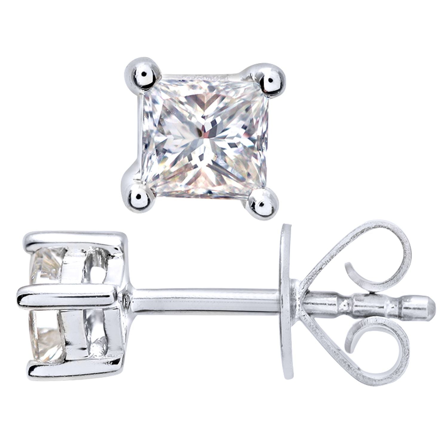 Platinum  Princess 1/4ct Diamond Solitaire Stud Earrings - PE0AXL4419PTJPK