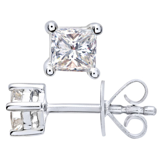 Platinum  Princess 1/4ct Diamond Solitaire Stud Earrings - PE0AXL4419PTJSI