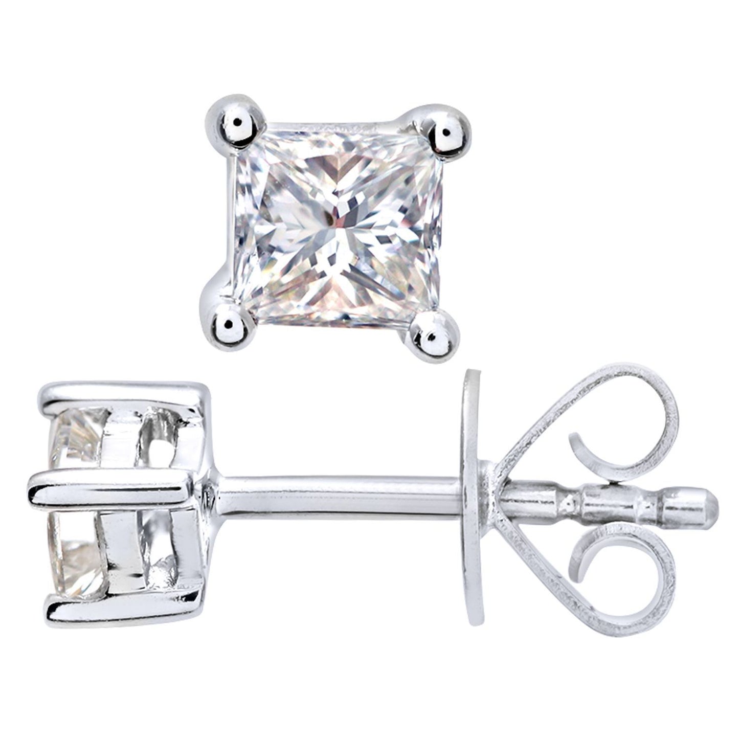 18ct White Gold  Princess 1/4ct Diamond Solitaire Stud Earrings - PE0AXL4419W18JSI