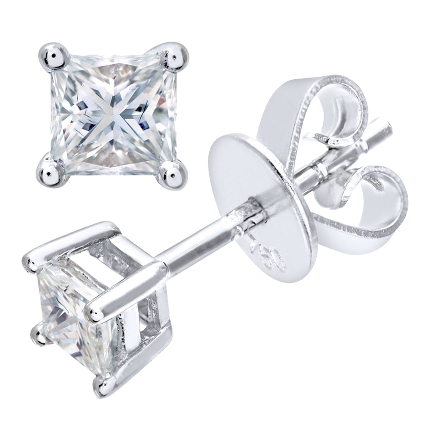 Platinum  Princess 1/3ct Diamond Solitaire Stud Earrings - PE0AXL4420PTJPK