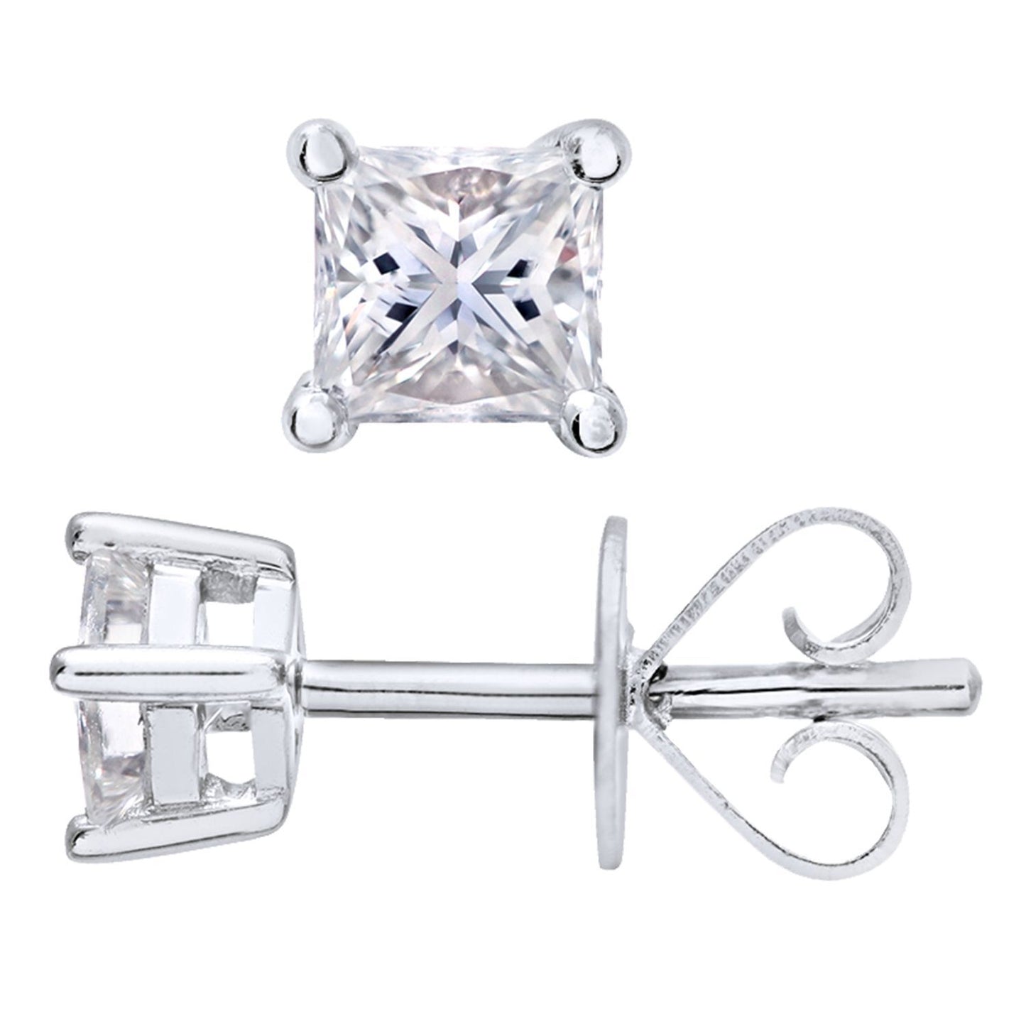 Platinum  Princess 1/3ct Diamond Solitaire Stud Earrings - PE0AXL4420PTJSI