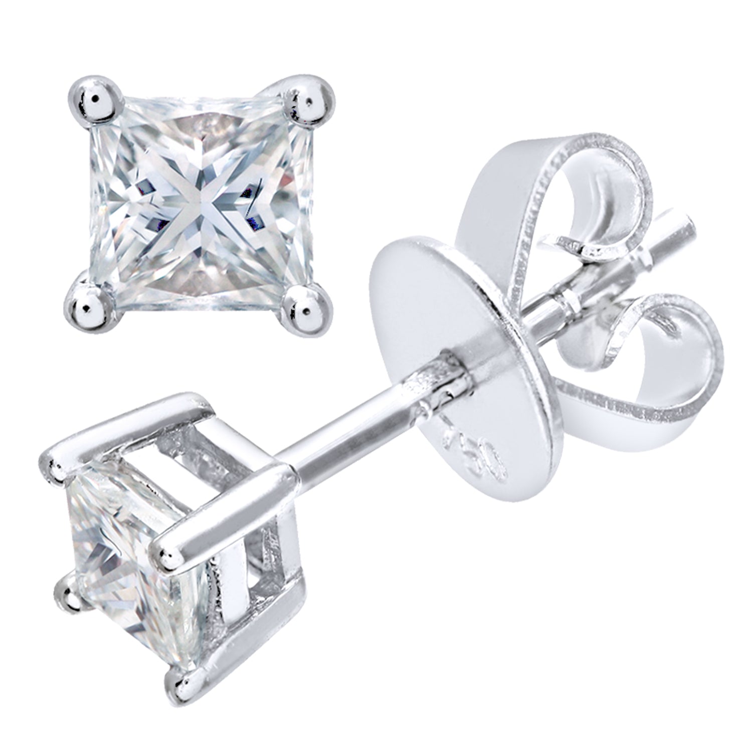 18ct White Gold  Princess 1/3ct Diamond Solitaire Stud Earrings - PE0AXL4420W18JPK