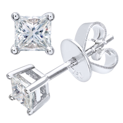 18ct White Gold  Princess 1/3ct Diamond Solitaire Stud Earrings - PE0AXL4420W18JPK