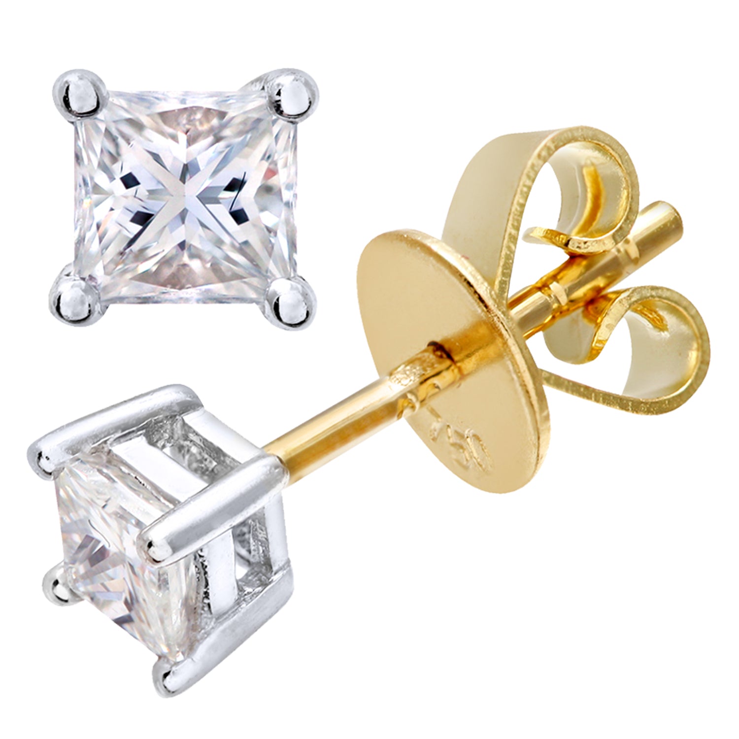18ct Gold  Princess 1/3ct Diamond Solitaire Stud Earrings - PE0AXL4420Y18JPK