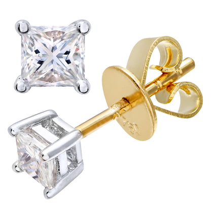 18ct Gold  Princess 1/3ct Diamond Solitaire Stud Earrings - PE0AXL4420Y18JSI