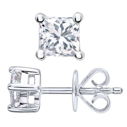 Platinum  Princess 1/2ct Diamond Solitaire Stud Earrings - PE0AXL4421PTJPK