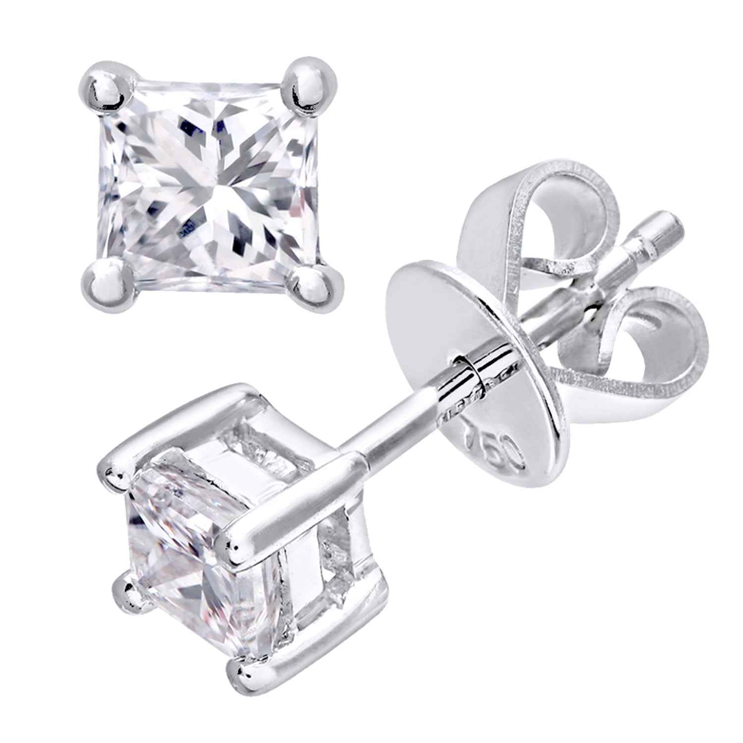 Platinum  Princess 1/2ct Diamond Solitaire Stud Earrings - PE0AXL4421PTJSI