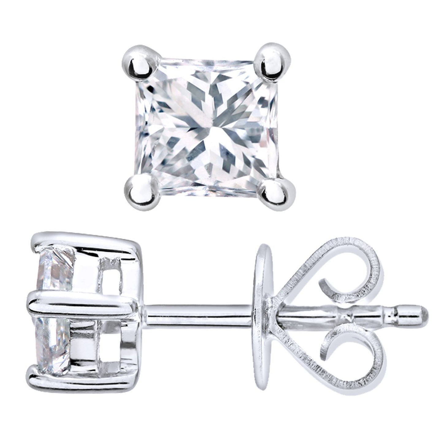 18ct White Gold  Princess 1/2ct Diamond Solitaire Stud Earrings - PE0AXL4421W18JPK