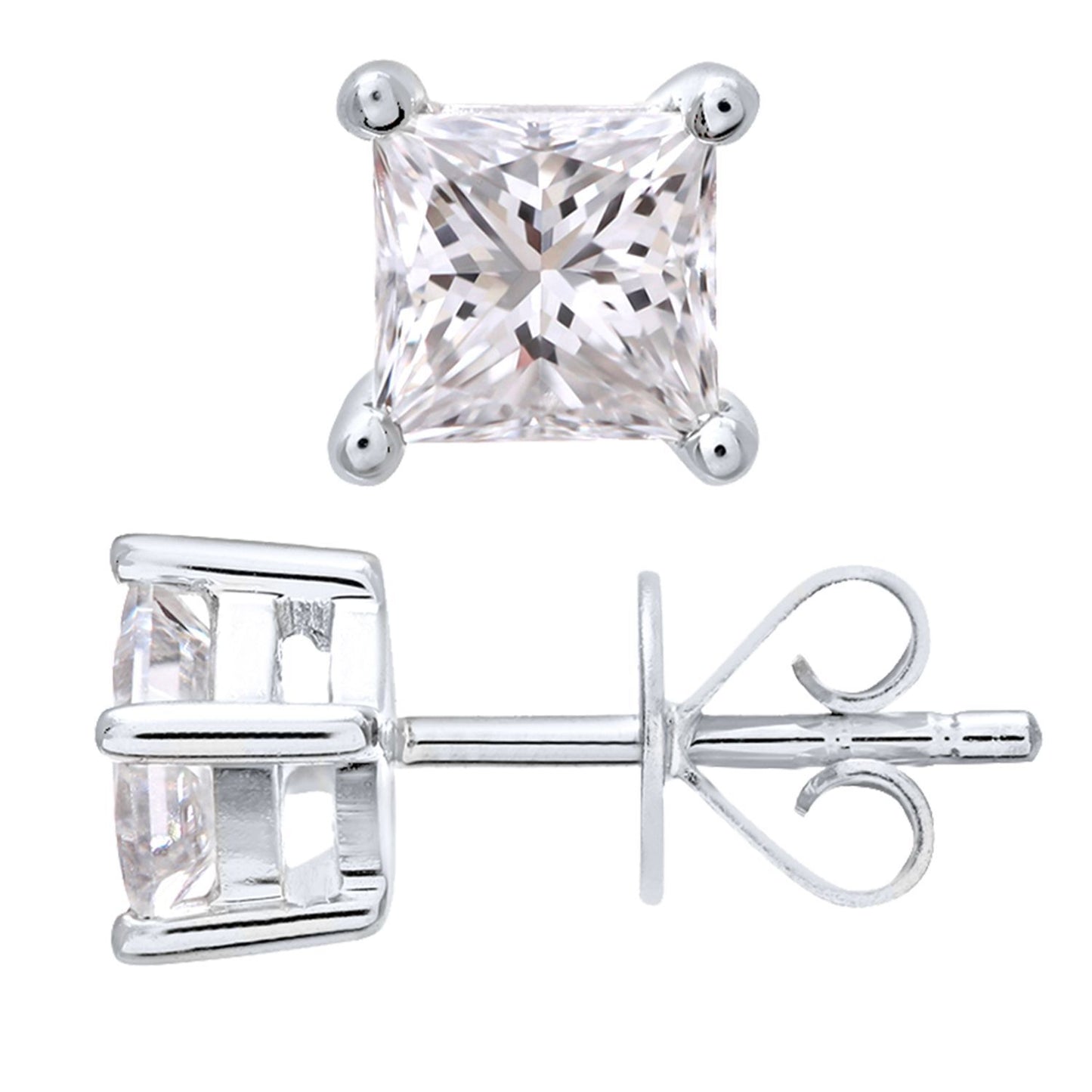 Platinum  Princess 3/4ct Diamond Solitaire Stud Earrings - PE0AXL4422PTJPK