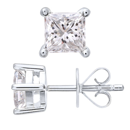 18ct White Gold  Princess 3/4ct Diamond Solitaire Stud Earrings - PE0AXL4422W18JPK