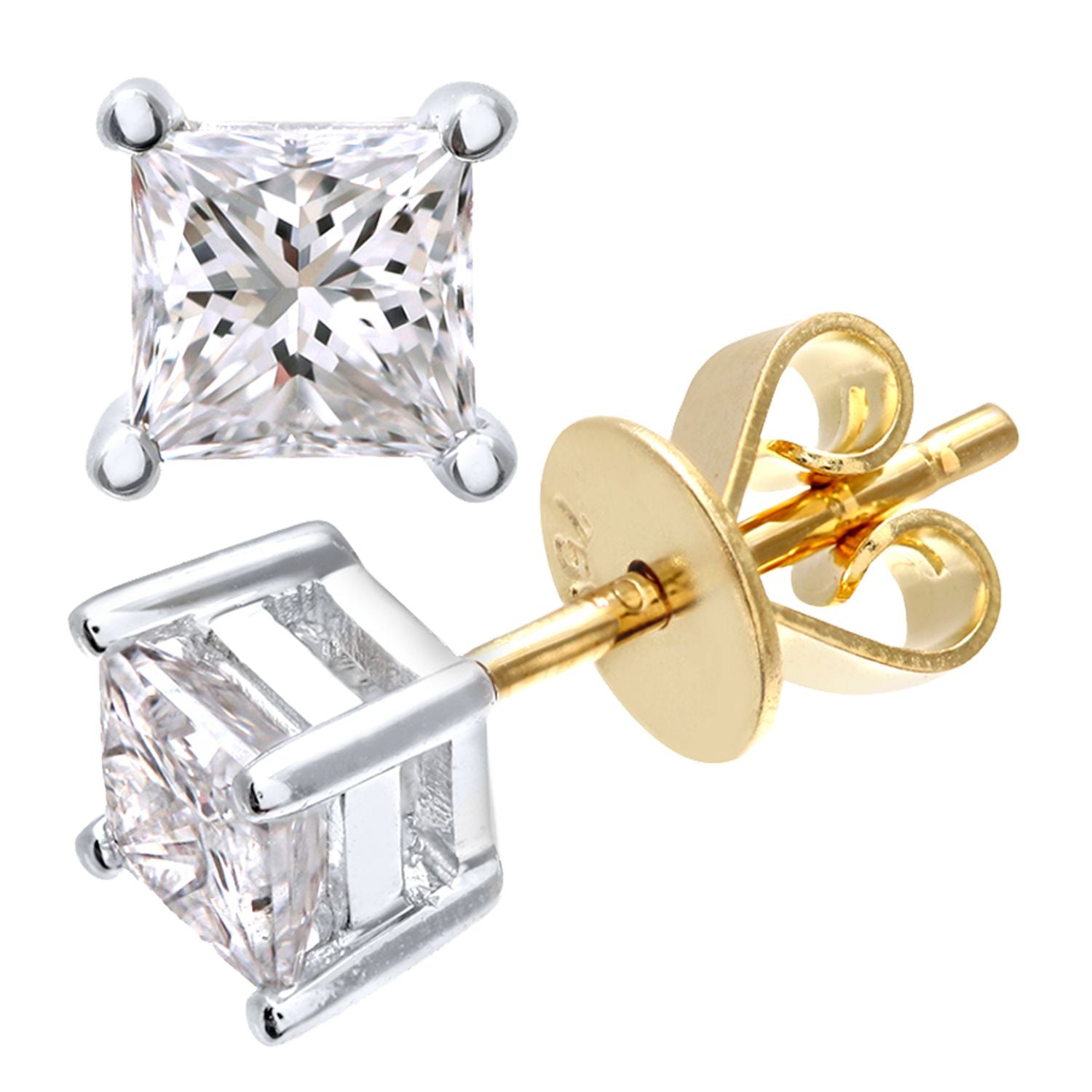 18ct Gold  Princess 3/4ct Diamond Solitaire Stud Earrings - PE0AXL4422Y18JSI